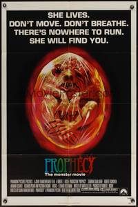 7z701 PROPHECY She Lives style 1sh '79 John Frankenheimer, art of monster in embryo by Paul Lehr!