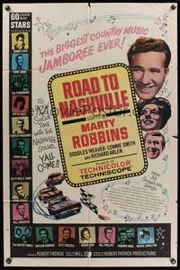 7z726 ROAD TO NASHVILLE 1sh '66 country music w/ Marty Robbins, Johnny Cash!