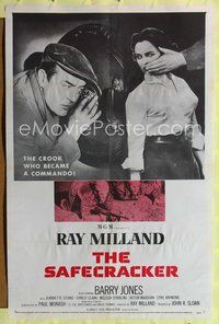 7z733 SAFECRACKER 1sh '58 artwork of master thief Ray Milland, who became a commando!