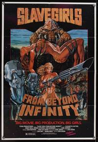 7z778 SLAVE GIRLS FROM BEYOND INFINITY 1sh '87 wild sci-fi art of sexy girl with huge gun!