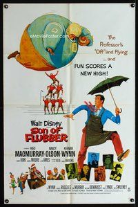 7z793 SON OF FLUBBER 1sh R70 Walt Disney, art of absent-minded professor Fred MacMurray!