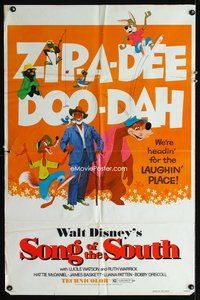 7z794 SONG OF THE SOUTH 1sh R80 Walt Disney, Uncle Remus, Br'er Rabbit & Br'er Bear!