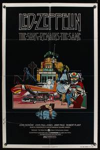 7z795 SONG REMAINS THE SAME 1sh '76 Led Zeppelin, cool rock & roll montage art!