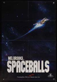 7z799 SPACEBALLS teaser 1sh '87 best Mel Brooks sci-fi Star Wars spoof, John Candy, Pullman!