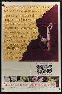 7z803 SPLENDOR IN THE GRASS 1sh '61 Natalie Wood kissing Warren Beatty, directed by Elia Kazan!
