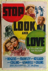 7z817 STOP LOOK & LOVE 1sh '39 Jean Rogers, William Frawley, cool traffic signal design!