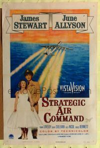 7z834 STRATEGIC AIR COMMAND 1sh '55 military pilot James Stewart, June Allyson, cool airplane art!