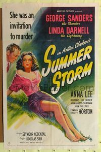 7z838 SUMMER STORM 1sh '44 stone litho of super sexy Linda Darnell & George Sanders!