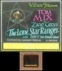 8a096 LONE STAR RANGER glass slide R20s great image of cowboy Tom Mix in badge, Zane Grey