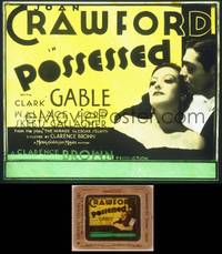 8a107 POSSESSED glass slide '31 great close up of sexy Joan Crawford & young shaven Clark Gable!