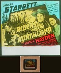 8a112 RIDERS OF THE NORTHLAND glass slide '42 Charles Starrett is a Texas Rangerin Alaska!