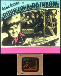 8a113 RIDIN' ON A RAINBOW glass slide '41 super close up of smiling Gene Autry, Smiley Burnette