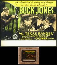8a120 TEXAS RANGER glass slide R34 different images of Buck Jones fighting & with gun!