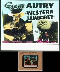 8a125 WESTERN JAMBOREE glass slide '38 best close up of Gene Autry smiling and playing guitar,!