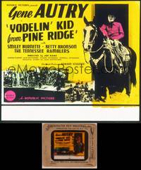 8a126 YODELIN' KID FROM PINE RIDGE glass slide '37 full-length image of Gene Autry riding Champion