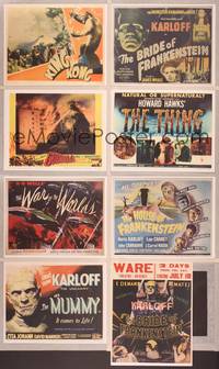 8a013 LOT OF 8 HORROR/SCI-FI MASTERPRINTS IN SLEEVES REPRODUCTION LCs King Kong, Karloff, top 50s!