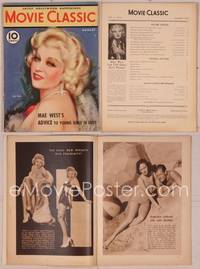 8a036 MOVIE CLASSIC magazine August 1933, art of sexy glamorous Mae West by Marland Stone!