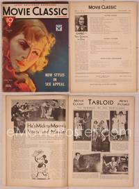 8a039 MOVIE CLASSIC magazine November 1933, cool artwork of Greta Garbo by Irving Sinclair!