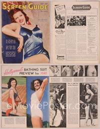8a058 SCREEN GUIDE magazine June 1940, sexy Rita Hayworth in Catalina swimsuit by Jack Albin!
