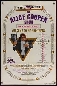 8b158 ALICE COOPER: WELCOME TO MY NIGHTMARE 1sh '75 it's the JAWS of rock, art of Alice Cooper!
