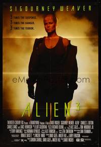 8b161 ALIEN 3 video 1sh '92 Sigourney Weaver, 3 times the danger, 3 times the terror!