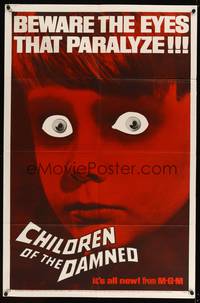 8b223 CHILDREN OF THE DAMNED 1sh '64 beware the creepy kid's eyes that paralyze!