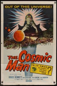 8b234 COSMIC MAN 1sh '59 artwork of soldiers & tanks attacking wacky creature from space!