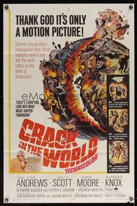 8b236 CRACK IN THE WORLD 1sh '65 atom bomb explodes, thank God it's only a motion picture!