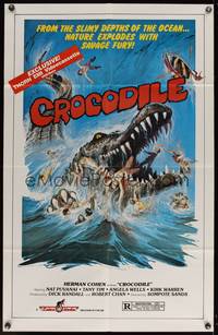 8b243 CROCODILE video 1sh '81 Chorake, wild art of giant croc eating naked girl!