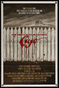 8b245 CUJO 1sh '83 Stephen King, artwork of bloody fence & house by Robert Tanenbaum!