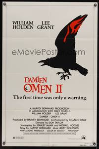 8b253 DAMIEN OMEN II style A 1sh '78 cool art of demonic crow, the first time was only a warning!
