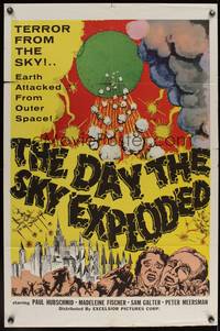 8b258 DAY THE SKY EXPLODED 1sh '61 terror from the sky, art of Earth attacked from outer space!