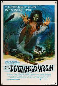 8b261 DEATHHEAD VIRGIN 1sh '74 art of sexy naked girl with monster head underwater!