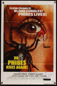 8b270 DR. PHIBES RISES AGAIN 1sh '72 Vincent Price, classic super close up image of beetle in eye!