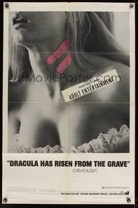 8b274 DRACULA HAS RISEN FROM THE GRAVE 1sh '69 Hammer, cool image of sexy girl w/bandaids on neck!