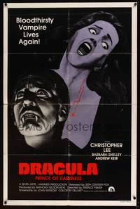 8b277 DRACULA PRINCE OF DARKNESS int'l 1sh R80s bloodthirsty vampire Christopher Lee & victim!