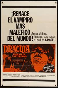 8b276 DRACULA PRINCE OF DARKNESS Spanish/U.S. 1sh '66 great image of vampire Christopher Lee!