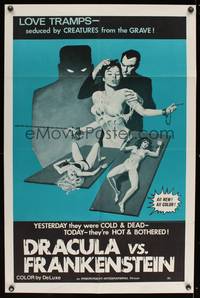 8b278 DRACULA VS. FRANKENSTEIN 1sh '70s love tramps seduced by creatures from the grave!
