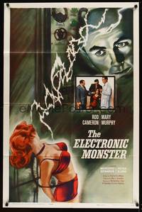 8b286 ELECTRONIC MONSTER 1sh '60 Rod Cameron, artwork of sexy girl shocked by electricity!