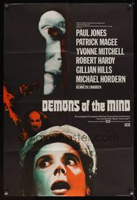 8b264 DEMONS OF THE MIND English 1sh '72 Hammer horror, spooky face peering through keyhole!