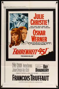 8b296 FAHRENHEIT 451 1sh '67 Francois Truffaut, Julie Christie, Oskar Werner, Ray Bradbury!