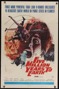 8b301 FIVE MILLION YEARS TO EARTH 1sh '67 cities in flames, world panic spreads, art by Gerald Allison!