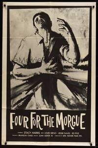 8b309 FOUR FOR THE MORGUE 1sh '62 a true story of a series of brutal killings, cool artwork!