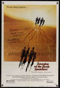 8b376 INVASION OF THE BODY SNATCHERS signed advance 1sh '78 by Kevin McCarthy, w/long inscription!