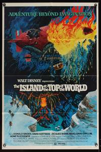 8b382 ISLAND AT THE TOP OF THE WORLD 1sh '74 Disney's adventure beyond imagination, cool art!