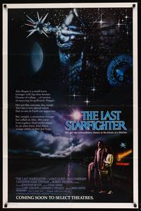 8b404 LAST STARFIGHTER advance 1sh '84 Lance Guest, great sci-fi art by C.D. de Mar!