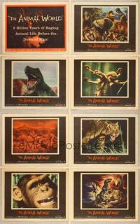 8b767 ANIMAL WORLD 8 LCs '56 great images of dinosaurs & jungle animals!
