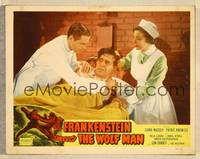 8b079 FRANKENSTEIN MEETS THE WOLF MAN LC #3 R49 Lon Chaney Jr. held down in hospital bed!