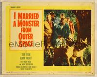 8b096 I MARRIED A MONSTER FROM OUTER SPACE LC #4 '58 five men in woods hunting monster with dogs!