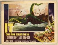 8b104 IT CAME FROM BENEATH THE SEA LC '55 Harryhausen, great fx image of monster grabbing ship!